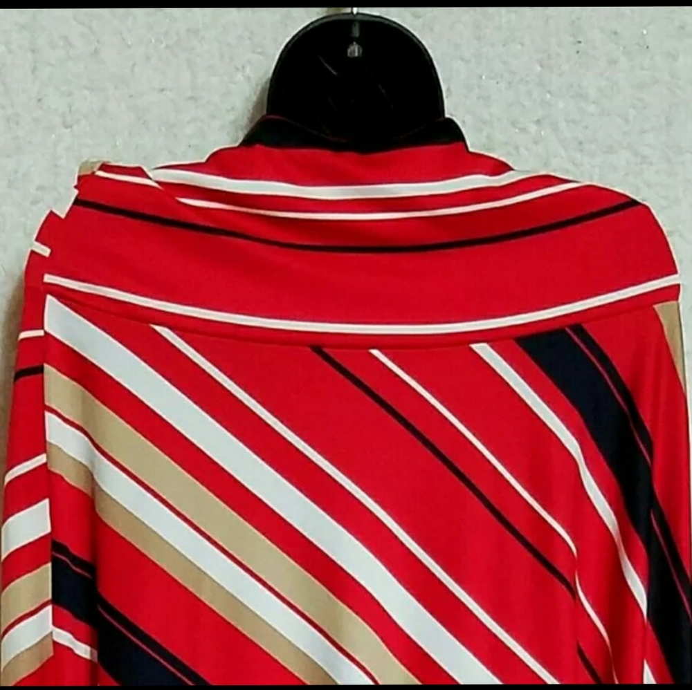 Spense Stripe Mock Neck Poncho Cape Tunic Top Sz M - Picture 10 of 13